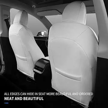 powoq Tesla Model Y Nappa Leather Car Seat Cover - All Season Protection