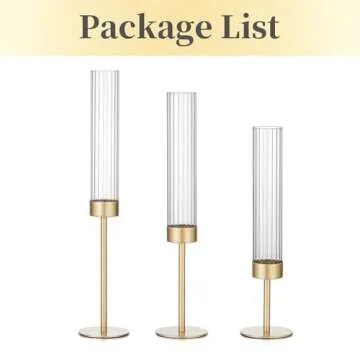 Hewory Elegant Gold Hurricane Candle Holders Set of 3