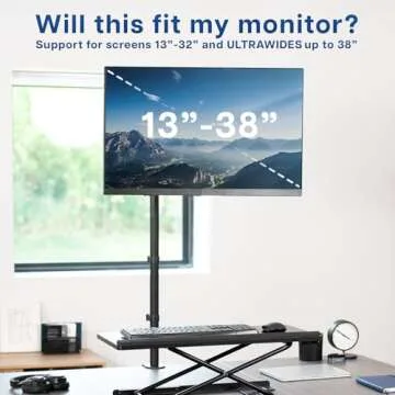 VIVO Extra Tall Single Monitor Desk Mount Stand with 39 inch Pole for 13 to 32 inch Screens and up to 38 inch Ultrawides, Fully Adjustable, Holds 22 lbs with VESA Mounting, Black, STAND-V011