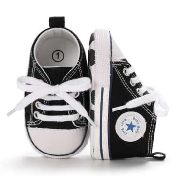 KIDSUN Tutoo Unisex Baby Boys Girls High Top Sneaker Soft Anti-Slip Sole Newborn Infant First Walkers Canvas Denim Shoes