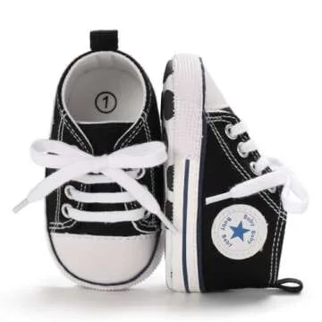 KIDSUN Tutoo Unisex Baby Boys Girls High Top Sneaker Soft Anti-Slip Sole Newborn Infant First Walkers Canvas Denim Shoes