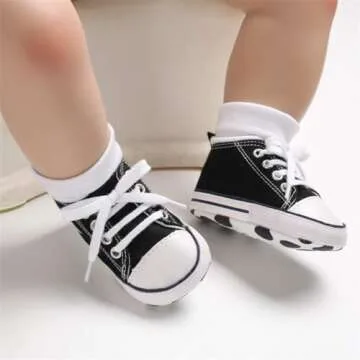 KIDSUN Tutoo Unisex Baby Boys Girls High Top Sneaker Soft Anti-Slip Sole Newborn Infant First Walkers Canvas Denim Shoes