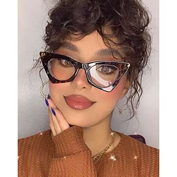 VOOGLAM Cat Eye Blue Light Glasses for Women Tortoise Small Size Anti Glare UV Eyestrain Eyewear