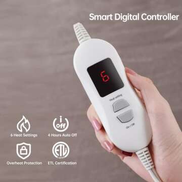 Bwarm Heated Blanket with 6 Heat Settings and Safety Features