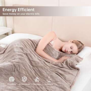Bwarm Heated Blanket with 6 Heat Settings and Safety Features