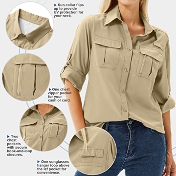 Toumett Women's Lightweight UPF 50 Safari Shirts for Outdoor Fun