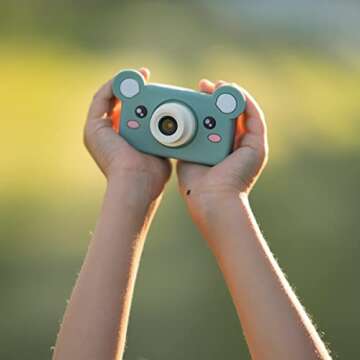 Kidamento Kids Digital Camera & Video Camcorder, Soft BPA-Free Silicone Casing, 32GB Memory Card - Model C - Mikayo The Bear