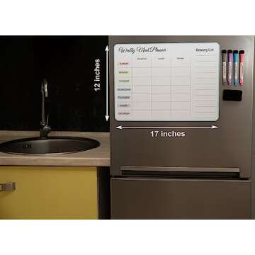 15x11 inch Menu Board for Kitchen - Weekly Meal Planner Magnetic - Weekly Menu Board - Meal Plan - Menu Planner for Fridge - Fridge Menu Magnet
