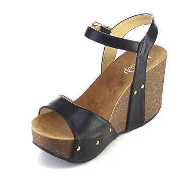 ShoBeautiful Women's Platform Wedges High Heel Sandals Slingback Summer Shoes MR06 Black 8