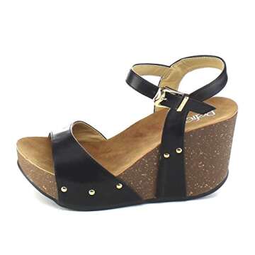 ShoBeautiful Women's Platform Wedges High Heel Sandals Slingback Summer Shoes MR06 Black 8