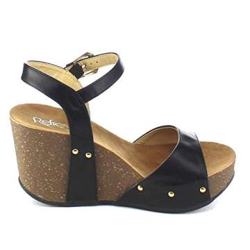 ShoBeautiful Women's Platform Wedges High Heel Sandals Slingback Summer Shoes MR06 Black 8