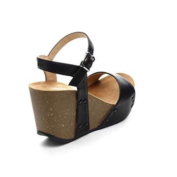 ShoBeautiful Women's Platform Wedges High Heel Sandals Slingback Summer Shoes MR06 Black 8