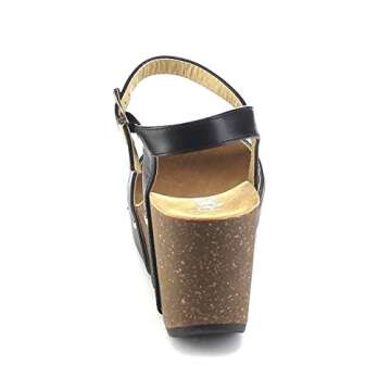 ShoBeautiful Women's Platform Wedges High Heel Sandals Slingback Summer Shoes MR06 Black 8