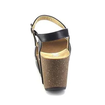 ShoBeautiful Women's Platform Wedges High Heel Sandals Slingback Summer Shoes MR06 Black 8