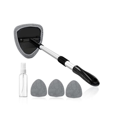 AstroAI Windshield Cleaner with Extendable Handle and Microfiber Pads