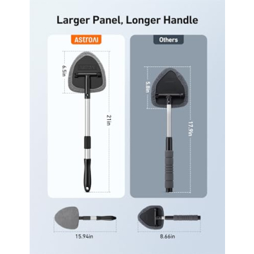 AstroAI Windshield Cleaner with Extendable Handle and Microfiber Pads