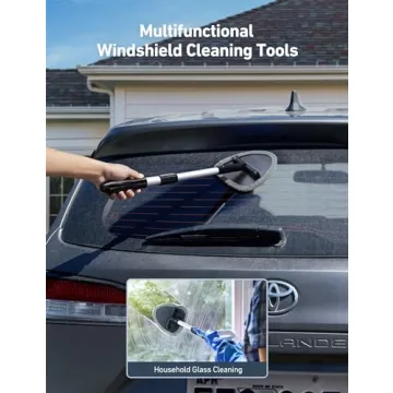 AstroAI Windshield Cleaner with Extendable Handle and Microfiber Pads