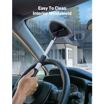 AstroAI Windshield Cleaner with Extendable Handle and Microfiber Pads