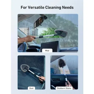 AstroAI Windshield Cleaner with Extendable Handle and Microfiber Pads