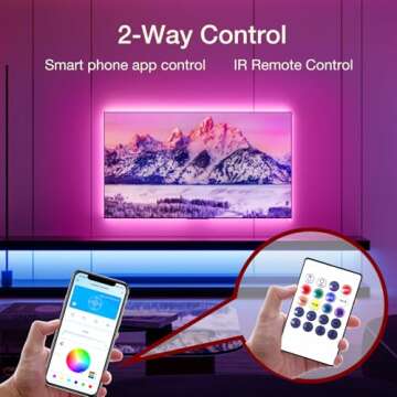 DAYBETTER LED Lights for TV 14.8ft,TV LED Backlight for 65-75Inch, RGB Behind TV LED Lights for Bluetooth,Music Sync APP and Remote Control, Strip Lighting for Christmas Gaming Room HDTV Mood