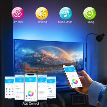 DAYBETTER LED Lights for TV 14.8ft,TV LED Backlight for 65-75Inch, RGB Behind TV LED Lights for Bluetooth,Music Sync APP and Remote Control, Strip Lighting for Christmas Gaming Room HDTV Mood