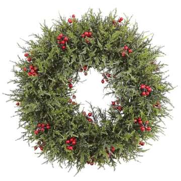 Nearly Natural Cedar Berry Wreath, 20"