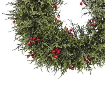 Nearly Natural Cedar Berry Wreath, 20"
