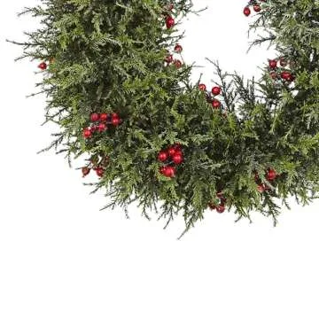 Nearly Natural Cedar Berry Wreath, 20"