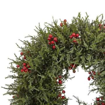 Nearly Natural Cedar Berry Wreath, 20"