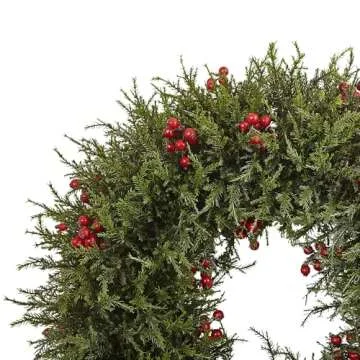 Nearly Natural Cedar Berry Wreath, 20"