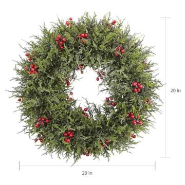Nearly Natural Cedar Berry Wreath, 20"