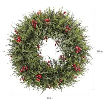 Nearly Natural Cedar Berry Wreath, 20"