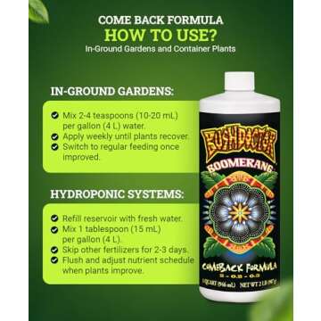 Fox Farm Bushdoctor Boomerang Fertilizer - for Fast Recovery of Stressed Plants, Root Health, Solubilized Nutrition - Perfect for Hydroponic & Soil Application- NPK 2-0.2-0.3, (Quart)