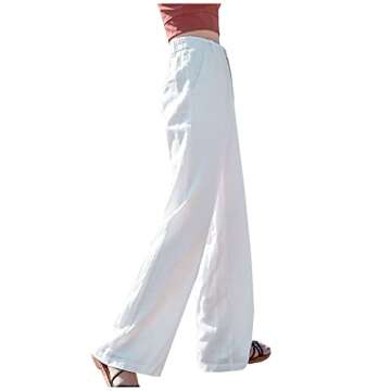 SCOFEEL Women's Casual Cotton Linen Baggy Pants with Relax Fit Lantern Trousers Khaki