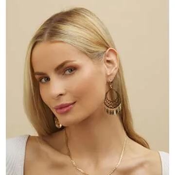 Barzel 18K Gold Plated Filigree Cut-out Dangling Chandelier Earrings - Made in Brazil