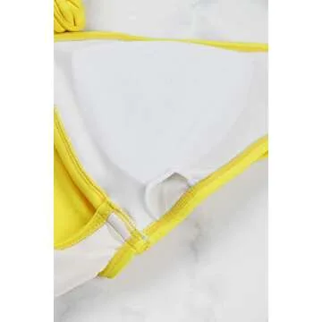 Sovoyontee Women's Sexy One Piece Swimsuits Plus Ruffle Sheer Cover Up Pant Sets, Yellow, XL