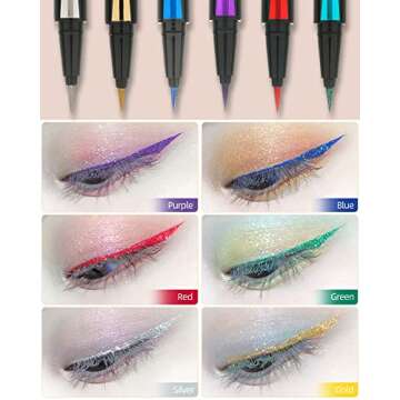 Red Glitter Eyeliner Liquid Liner-1Pcs Red Sparkle Shimmer Metallic Pearlescent Colored Eye Liner Ey...