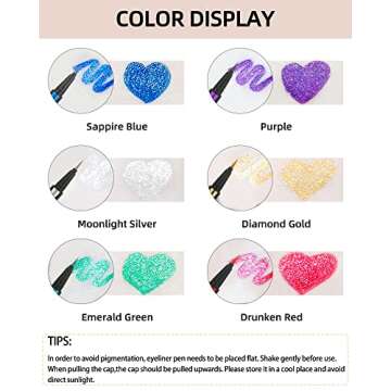 Red Glitter Eyeliner Liquid Liner-1Pcs Red Sparkle Shimmer Metallic Pearlescent Colored Eye Liner Eyeshadow Makeup Pen,Long Lasting High Pigmented Waterproof Smudgeproof Eyeliner Pencil,Gift for Women