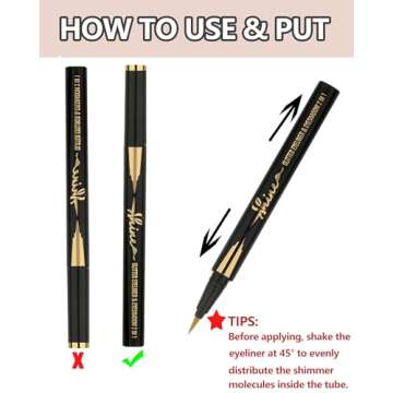 Red Glitter Eyeliner Liquid Liner-1Pcs Red Sparkle Shimmer Metallic Pearlescent Colored Eye Liner Eyeshadow Makeup Pen,Long Lasting High Pigmented Waterproof Smudgeproof Eyeliner Pencil,Gift for Women