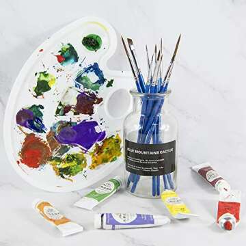 Magic Touches Artist Detail Paint Brush Set (10 Sizes), Natural Sable Mixed Tip, Best Absorption Smoothest Flow for Acrylic Watercolor Oil, Model, Warhammer 40k, Beginners to Professionals