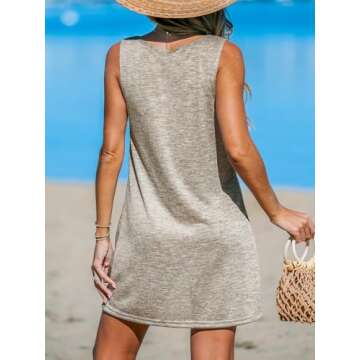 CUPSHE Women's Swimsuit Sleeveless Coverup Casual Beach Swimwear Cover Ups Twist T-Shirt Dress Sand Medium