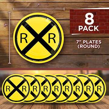 Havercamp Railroad Party Bundle | Dinner & Dessert Plates, Luncheon Napkins, Table Cover, Balloons, Picks | Great for Kid's Birthday Party, Train Collector's Event