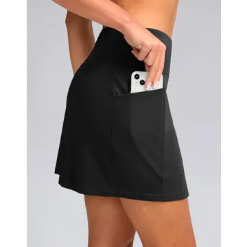 G Gradual Women's Golf Skirts Skort 4 Side Pockets High Waisted Stretchy Tennis Skirt with Short Athletic Casual (Black, M)