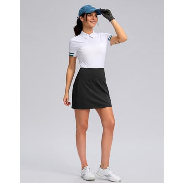 G Gradual Women's Golf Skirts Skort 4 Side Pockets High Waisted Stretchy Tennis Skirt with Short Athletic Casual (Black, M)