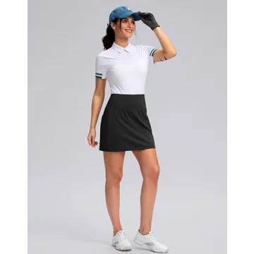 G Gradual Women's Golf Skirts Skort 4 Side Pockets High Waisted Stretchy Tennis Skirt with Short Athletic Casual (Black, M)