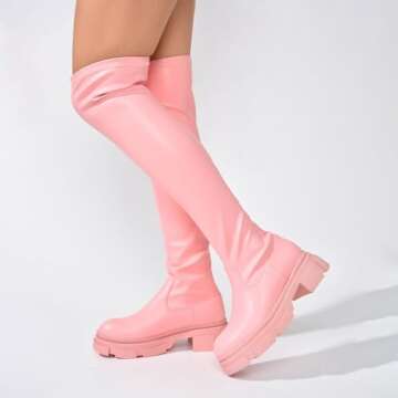 Cape Robbin Campi Pink Over The Knee Boots for Women
