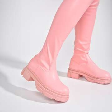 Cape Robbin Campi Pink Over The Knee Boots for Women