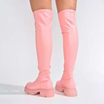 Cape Robbin Campi Pink Over The Knee Boots for Women