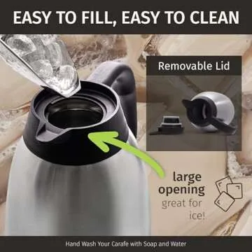 Thermal Coffee Carafe 68oz / 2L - 12 Hours Hot Beverage Dispenser, Insulated Stainless Steel Carafe for Hot Liquids, Coffee Carafes For Keeping Hot Coffee Dispenser for Parties -Large Tea Carafe Flask