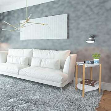 Home-Man 2-Tier Side Table, Scandinavian End Table with Removable Trays, Round Coffee Table with Solid Pine Legs, Nature White